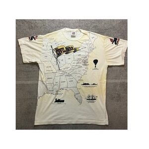 Vintage 90s Art Unlimited Sportswear Size XL Civil War Map All Over Print USA XL